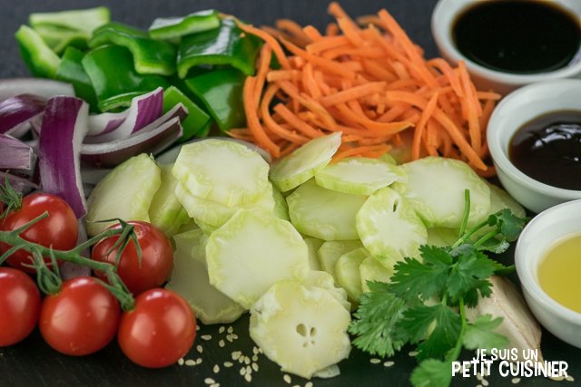 Wok de légumes aux tiges de brocoli (ingrédients)
