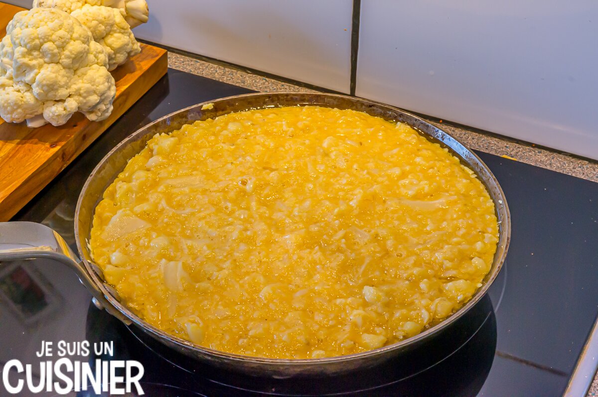 Cuisson omelette au chou-fleur façon tortilla espagnole