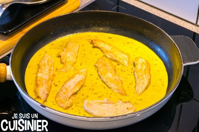 Aiguillettes de poulet au curry (cuisson)