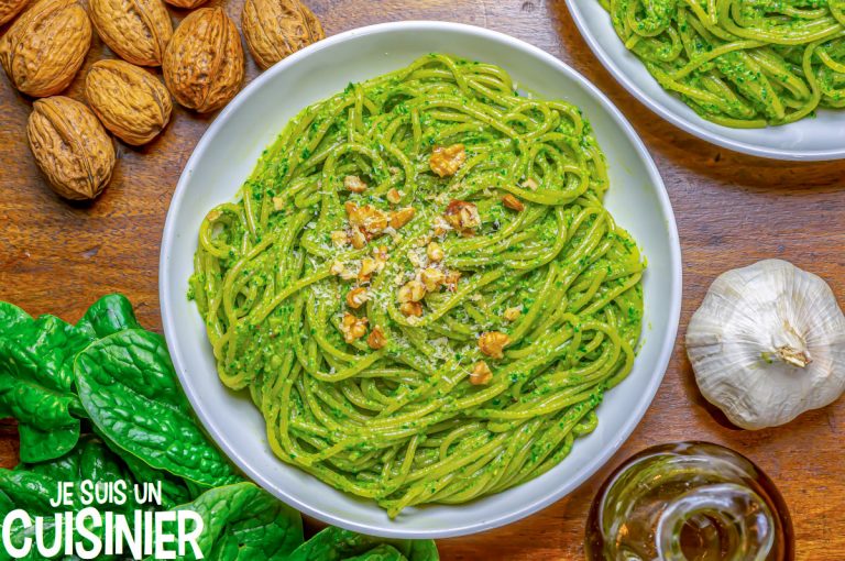 Recette De Spaghettis Au Pesto D'épinards Et Noix