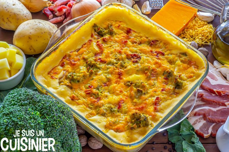 Recette De Gratin De Brocoli Au Fromage, Lardons Et Pommes De Terre